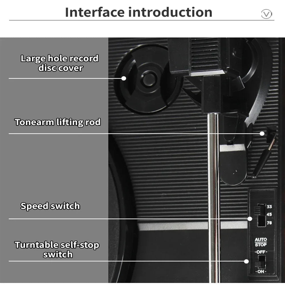 Преносни плејери за винил грамофонске плоче Грамофони 33/45/78 о/мин Грамофон Уграђени звучник за кућну електронику 