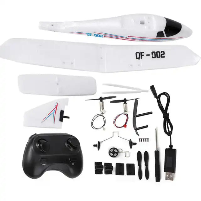 QF-002 RC Airplane Children DIY Fixed Wing Airplane Glider Drop-Resistant Remote Control Aircraft 2 CH Multi-Axis RC Plane