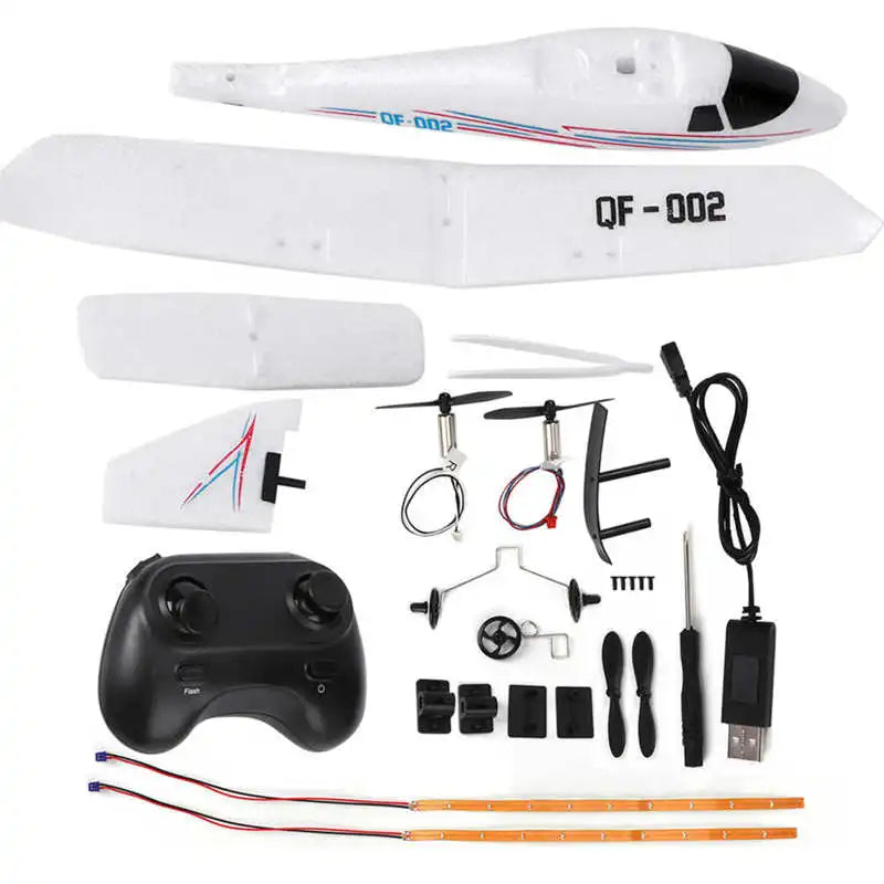 QF-002 RC Airplane Children DIY Fixed Wing Airplane Glider Drop-Resistant Remote Control Aircraft 2 CH Multi-Axis RC Plane