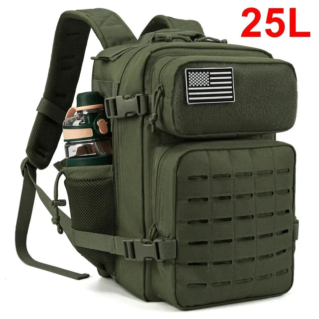 QT&QY 25L/45L Tactical Military Backpack for Men and Women Army Assault Pack Bag Small School Rucksack with Bottle Holder