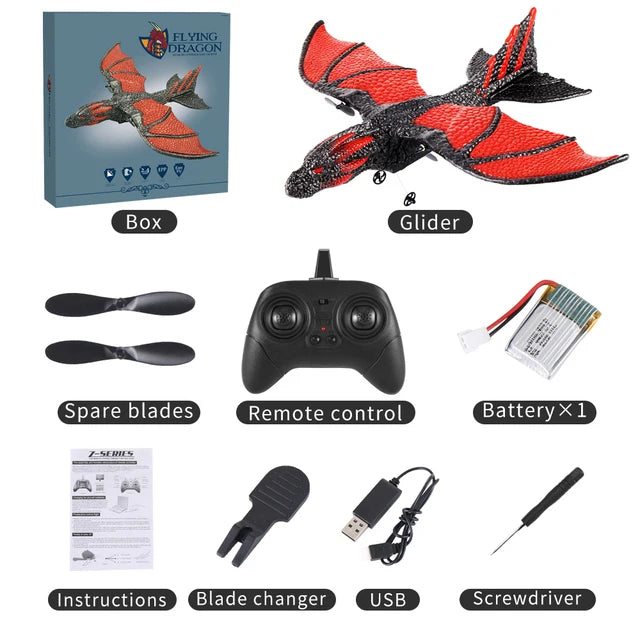 RC Dinosaur Plane EPP Anti-wear Foam RC Glider 2.4G 2CH Fixed Wingspan Airplane with Gyro System Dragon Plane Gift Toys for Kids