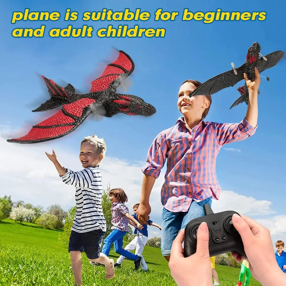 RC Dinosaur Plane EPP Anti-wear Foam RC Glider 2.4G 2CH Fixed Wingspan Airplane with Gyro System Dragon Plane Gift Toys for Kids