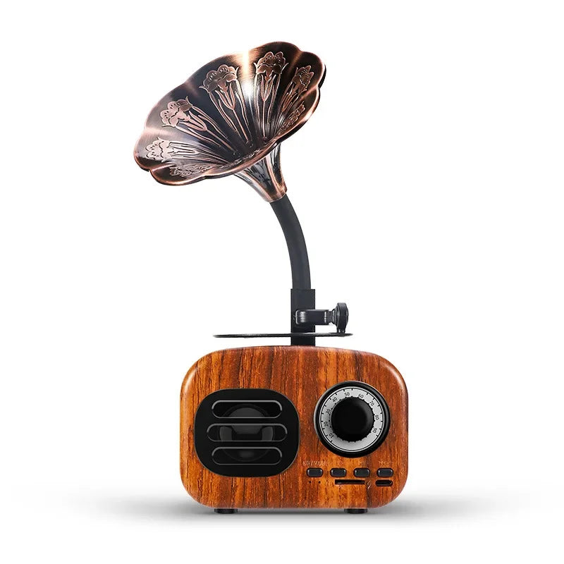 Retro Wood Bluetooth Audio Speaker Flower Portable Wireless Mini Speaker Box Outdoor Music Player Subwoofer Support TF FM Radio