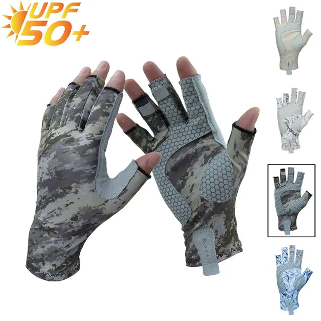 Riverruns Fingerless Fishing Gloves are designed for Men and Women Fishing, Boating, Kayaking, Hiking, Running, Cycling