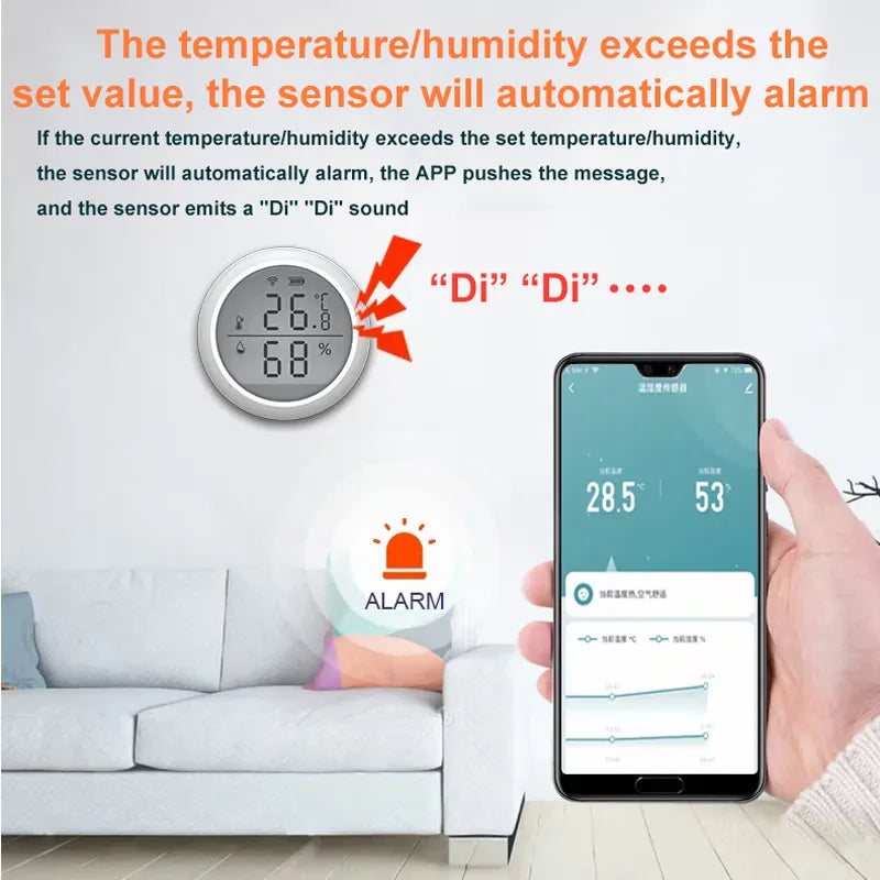 Tuya Smart ZigBee Temperature and Humidity Sensor Smart Life APP Control Indoor Humidity Detector Works with ZigBee Gateway Hub