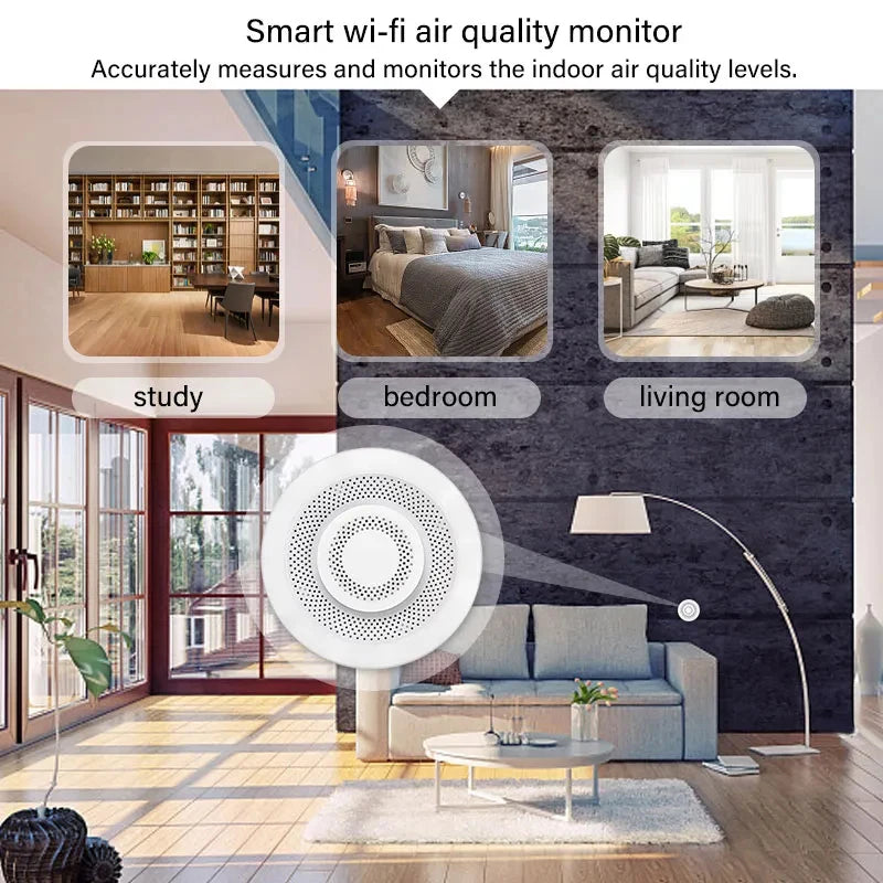 Tuya Wifi Smart Air Box Quality Monitor CO2 Sensor Temperature Humidity Meter VOC HCHO Gas Detector Automation Alarm Dector