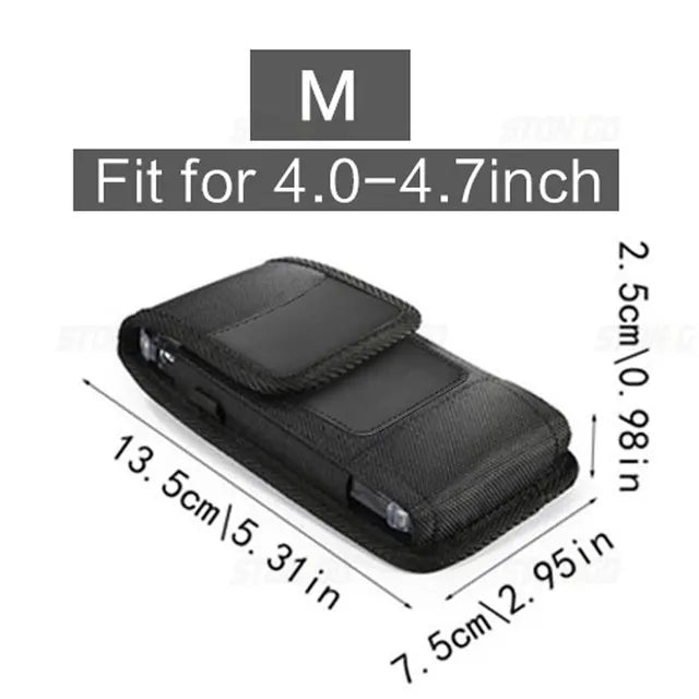 Vertical Nylon Cell Phone Belt Clip Holster Pouch Buckle Wallet Card Holder Case Cover For 4.0inch-6.7inch Phone iphone Samsung