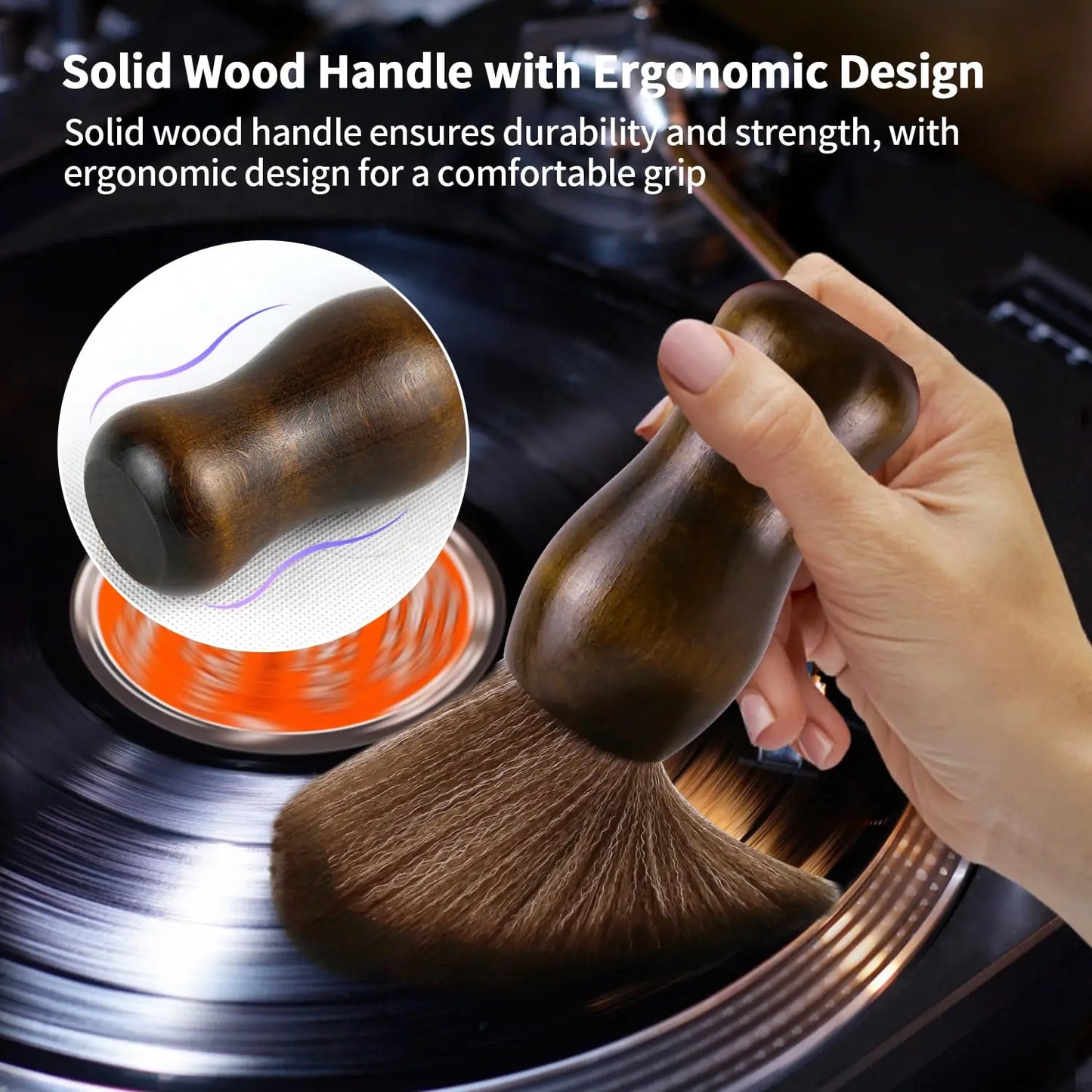 Vinyl Record Cleaner Anti-Static Dust Cleaning Record Brush for Vinyl Albums LP CD Cartridge/Keyboard/Camera Lens