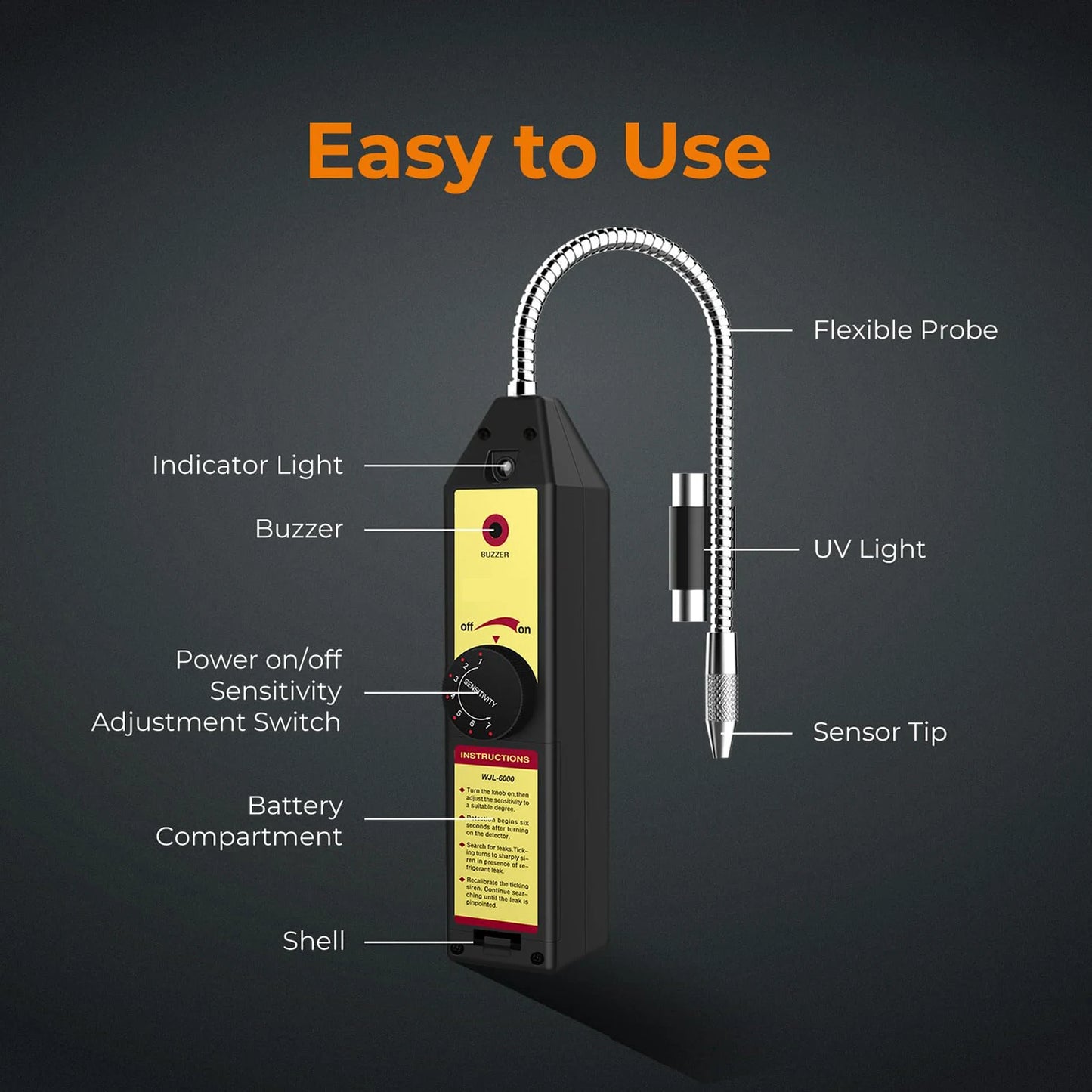 WJL-6000 Freon Leak Detector Halogen Leak Detector R22 R410A R134A R1234YF Refrigerant Gas HVAC Air Conditioner Tester Tool