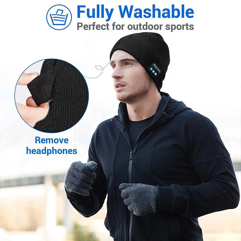 Wireless Bluetooth Headphones Beanie Hat Winter Sport Music Cap Headset with Mic Speaker for Xiaomi Huawei Redmi Iphone