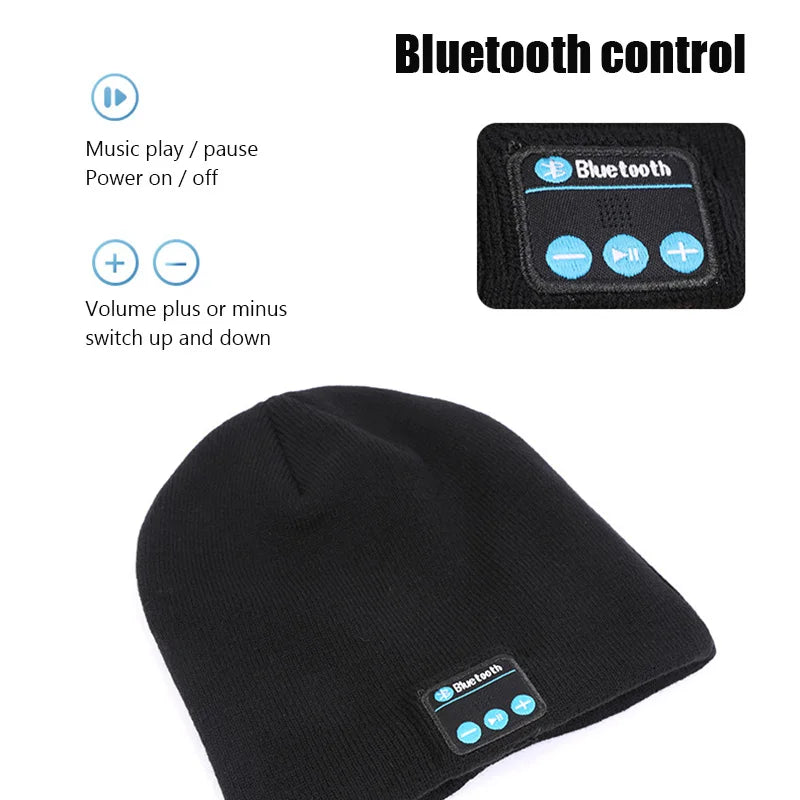 Wireless Bluetooth Headphones Beanie Hat Winter Sport Music Cap Headset with Mic Speaker for Xiaomi Huawei Redmi Iphone