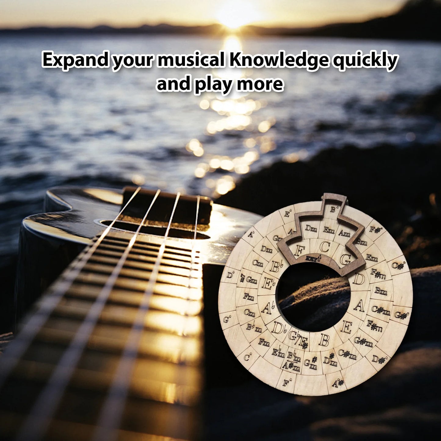 Wooden Melody Tool Music Instrument Wood Melody Maker Circle of Fifths Wheel Circle Wooden Wheel and  Chord Wheel