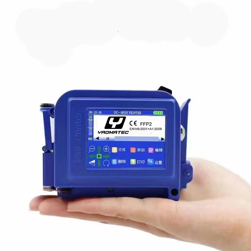 YB-0 Blue 12.7mm  Handheld Jet Thermal Inkjet Printer QR Bar Batch Code Date Logo Expiry Label  Mini Portable Printer