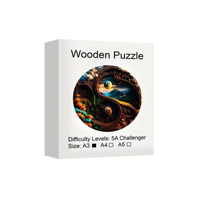 Yin-yang Landscape Wooden Puzzle, Uniquely Irregular Animal Shaped Wooden Stress Relief Toy