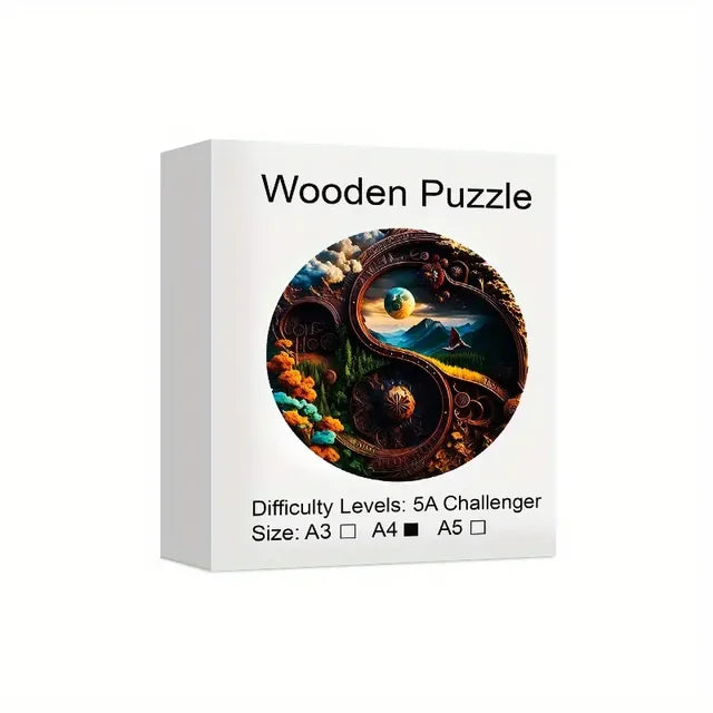 Yin-yang Landscape Wooden Puzzle, Uniquely Irregular Animal Shaped Wooden Stress Relief Toy