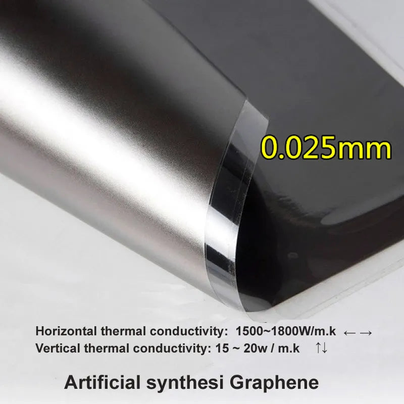 synthetic graphite cooling film paste 100mm*200mm*0.025mm high thermal conductivity heat sink flat CPU phone LED Memory Router